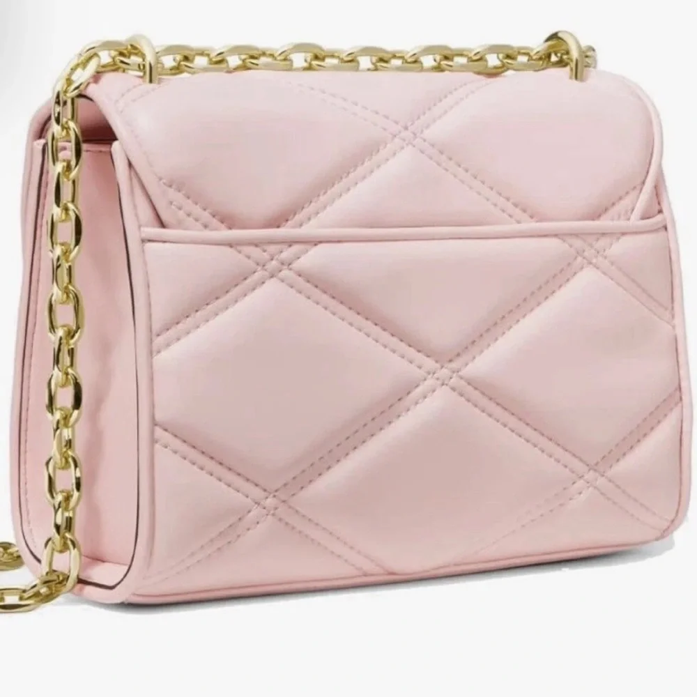 Michael Kors Serena Powder Blush Quilted Med Flap Crossbody Bag